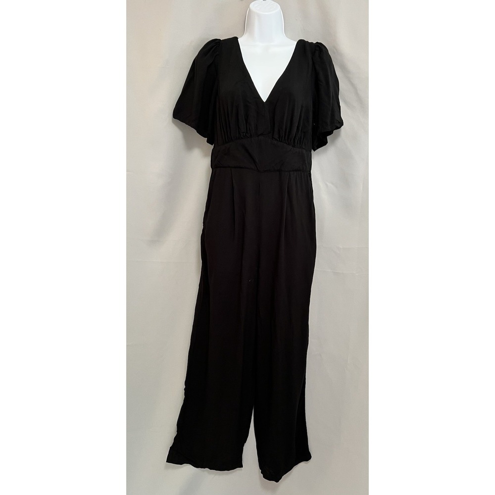OLD NAVY WOMENS JUMPSUIT SIZE MEDIUM V NECK BLUE WIDE